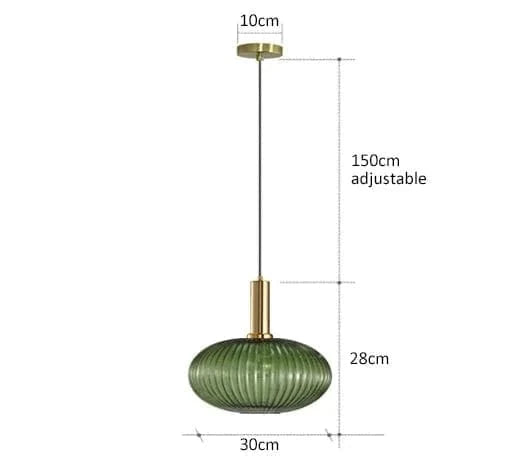 TAKLAMPA.SE Grön Antik taklampa glas