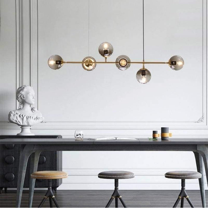 TAKLAMPA.SE Suspension Luminaire Guld Femarmad taklampa glas metall retro