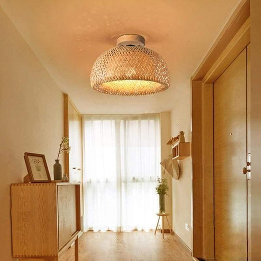 TAKLAMPA.SE Luminaire Plafonnier Industriell taklampa bambu globformad