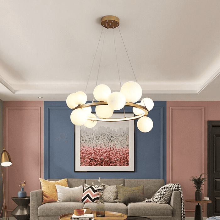 TAKLAMPA.SE Suspension Luminaire Vit Boll Guld Stor taklampa glas