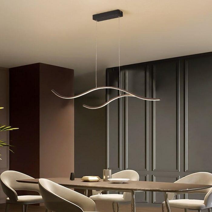 TAKLAMPA.SE Suspension Luminaire Svart med 2 Vågor Stor taklampa över matbordet