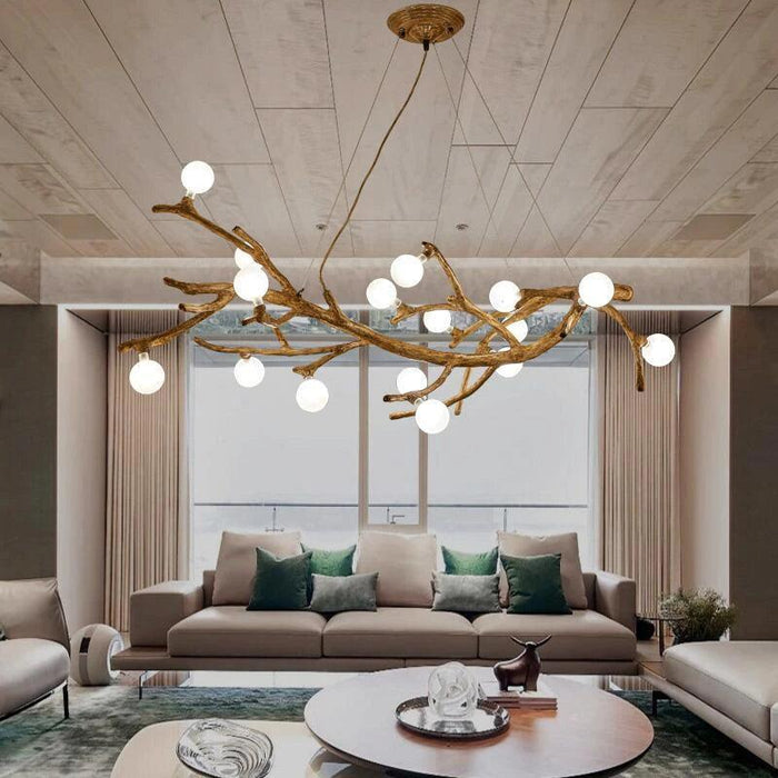 TAKLAMPA.SE Suspension Luminaire Taklampa i trä med glaskupa och ljusarmar vit