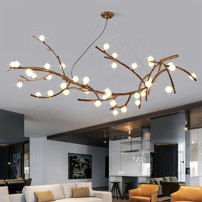 TAKLAMPA.SE Suspension Luminaire Taklampa i trä med glaskupa och ljusarmar vit