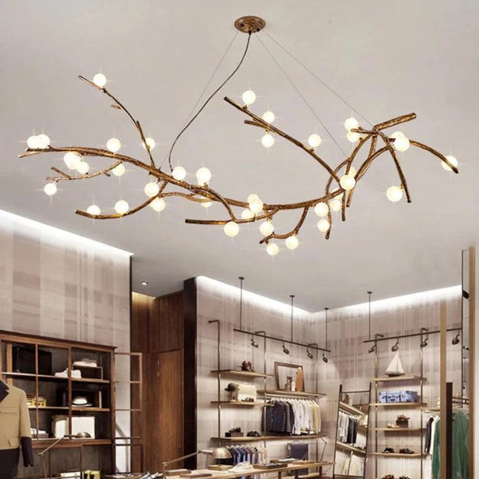 TAKLAMPA.SE Suspension Luminaire Taklampa i trä med glaskupa och ljusarmar vit