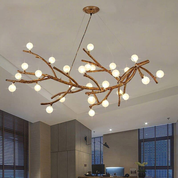 TAKLAMPA.SE Suspension Luminaire Taklampa i trä med glaskupa och ljusarmar vit
