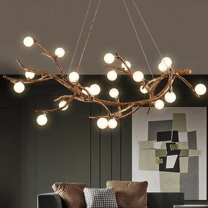 TAKLAMPA.SE Suspension Luminaire Taklampa i trä med glaskupa och ljusarmar vit