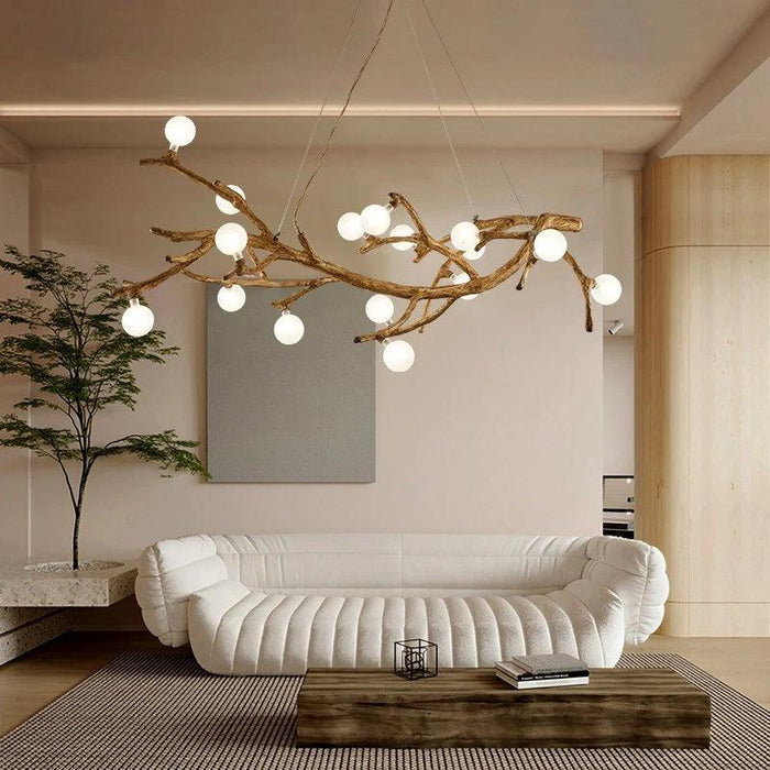 TAKLAMPA.SE Suspension Luminaire Taklampa i trä med glaskupa och ljusarmar vit