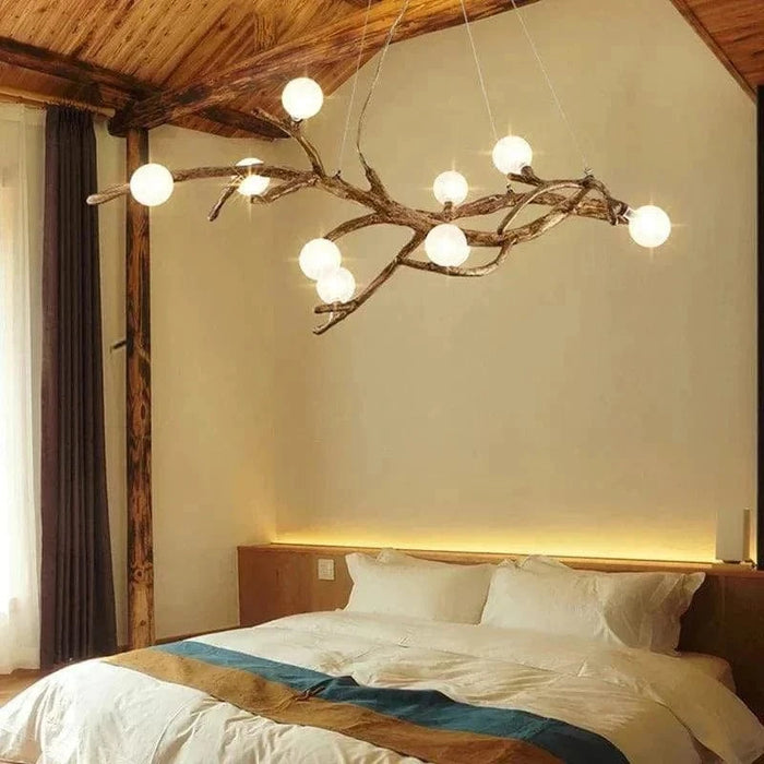 TAKLAMPA.SE Suspension Luminaire Taklampa i trä med glaskupa och ljusarmar vit
