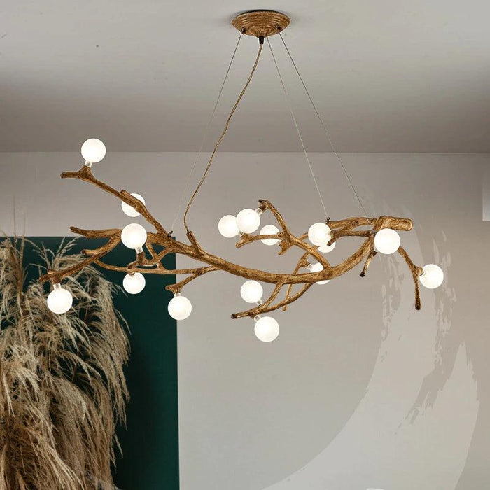 TAKLAMPA.SE Suspension Luminaire Taklampa i trä med glaskupa och ljusarmar vit