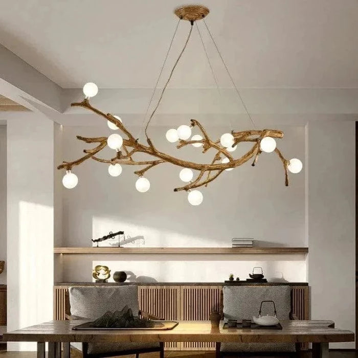 TAKLAMPA.SE Suspension Luminaire Taklampa i trä med glaskupa och ljusarmar vit