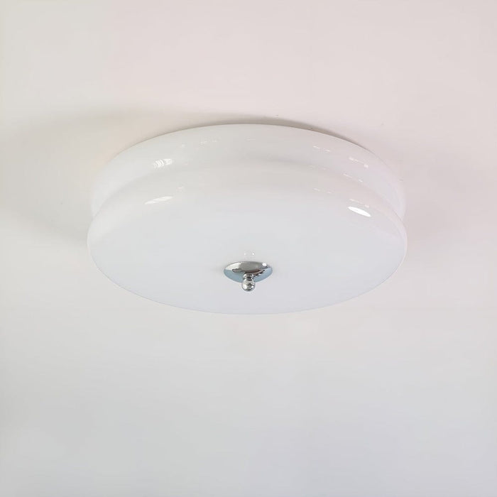 Krämfärgad glas taklampa 32cm X H 13cm / Krom + Vit TAKLAMPA.SE