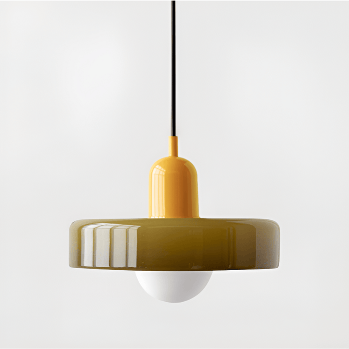 Lumo – Färgglad glas taklampa Armégrön / Gul / Bild 25x18cm TAKLAMPA.SE