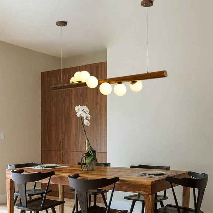 TAKLAMPA.SE Suspension Luminaire Taklampa i trä med glaskupa ljusmanschetter 2000-tal