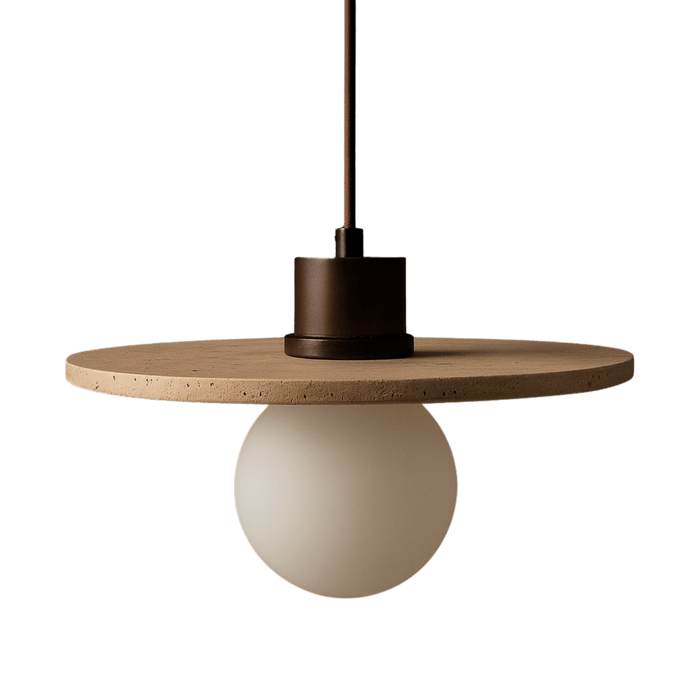 Wabi Sabi-inspirerad taklampa i naturlig travertin TAKLAMPA.SE