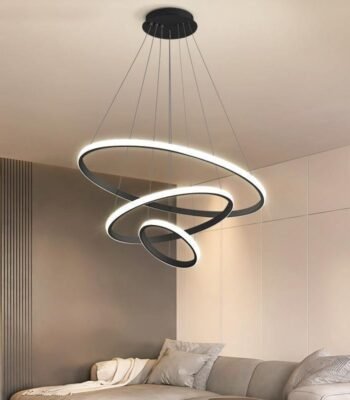 Suspension Luminaire 200000531:193#Black;5:100014064#3Rings-20x40x60cm;136:200003939#Cold light Hängande stor taklampa