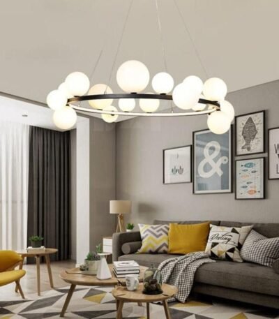 TAKLAMPA.SE Suspension Luminaire Vit Boll Svart Stor taklampa glas