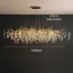 136:200006153#3 lights changeable;200000795:1052#Long 140cm;5:361386#Silver Lyxig Kristall Taklampa i Guld