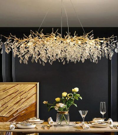 Lyxig Kristall Taklampa i Guld