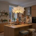 Design taklampa i ljus textil