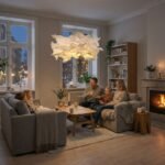 Design taklampa i ljus textil