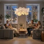 Design taklampa i ljus textil