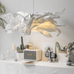 Design taklampa i ljus textil