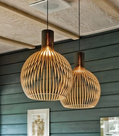 Hem & Trädgård > Belysning > Belysningsarmaturer > Takarmaturer Rustik trä taklampa