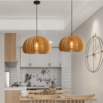 Hem & Trädgård > Belysning > Belysningsarmaturer > Takarmaturer Taklampor i Rustikt Trä med Konsthantverk