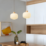 Hem & Trädgård > Belysning > Belysningsarmaturer > Taklampor Elegant Japansk Mjölkvit Ribbad Glas Hänglampa