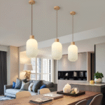 Hem & Trädgård > Belysning > Belysningsarmaturer > Taklampor Elegant Japansk Mjölkvit Ribbad Glas Hänglampa