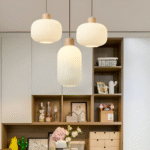 Hem & Trädgård > Belysning > Belysningsarmaturer > Taklampor Elegant Japansk Mjölkvit Ribbad Glas Hänglampa