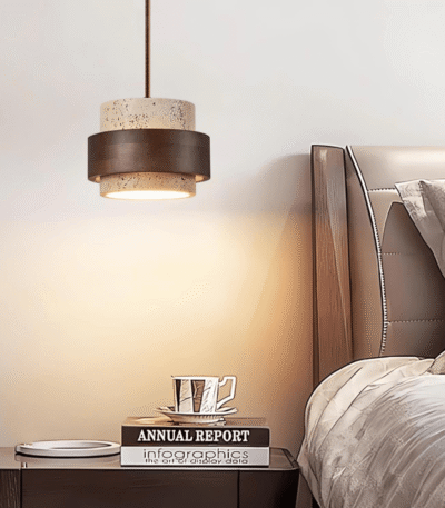 Hem & Trädgård > Belysning > Belysningsarmaturer > Taklampor Elegant Travertin Sten Pendellampa