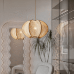 Hem & Trädgård > Belysning > Belysningsarmaturer > Taklampor Geometrisk Hänglampa av Hampasnöre och Trä