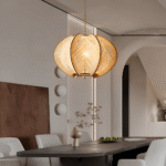 Hem & Trädgård > Belysning > Belysningsarmaturer > Taklampor Geometrisk Hänglampa av Hampasnöre och Trä