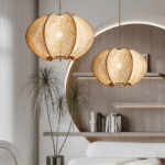 Hem & Trädgård > Belysning > Belysningsarmaturer > Taklampor Geometrisk Hänglampa av Hampasnöre och Trä