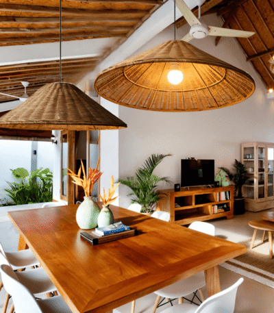 Hem & Trädgård > Belysning > Belysningsarmaturer > Taklampor Hänglampa i brun-beige kon-rattan