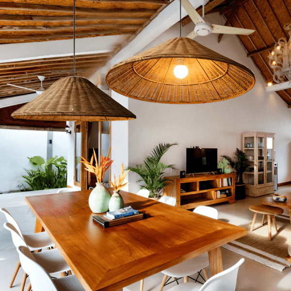 Hem & Trädgård > Belysning > Belysningsarmaturer > Taklampor Hänglampa i brun-beige kon-rattan