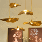 Hem & Trädgård > Belysning > Belysningsarmaturer > Taklampor Lyxig Pendellampa med Lotusblad i Guld