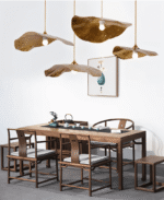 Hem & Trädgård > Belysning > Belysningsarmaturer > Taklampor Lyxig Pendellampa med Lotusblad i Guld