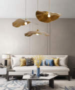 Hem & Trädgård > Belysning > Belysningsarmaturer > Taklampor Lyxig Pendellampa med Lotusblad i Guld