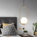 Hem & Trädgård > Belysning > Belysningsarmaturer > Taklampor Modern Guld Ellips Ring Glaskula LED Hänglampa