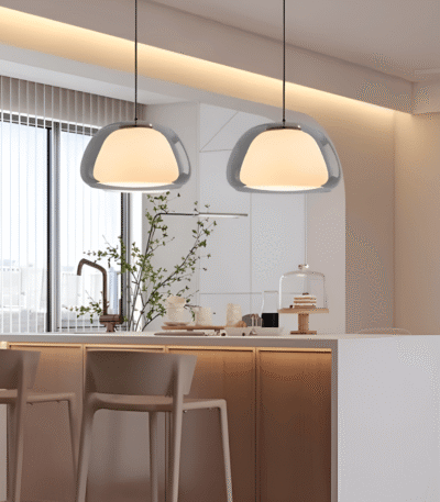 Hem & Trädgård > Belysning > Belysningsarmaturer > Taklampor Modern Kräm Glas Pendellampa