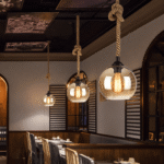 Hem & Trädgård > Belysning > Belysningsarmaturer > Taklampor Pendellampa med Glasboll i Rep