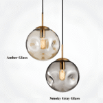 Hem & Trädgård > Belysning > Belysningsarmaturer > Taklampor Rund Champagne Grå Glas LED Pendellampa