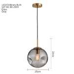 Hem & Trädgård > Belysning > Belysningsarmaturer > Taklampor Rund Champagne Grå Glas LED Pendellampa