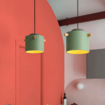 Hem & Trädgård > Belysning > Belysningsarmaturer > Taklampor Skandinavisk trä & järn Färgglad LED Hänglampa