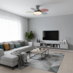 Hem & Trädgård > Belysning > Taklampor > Takfläktar med Belysning Färgglad Blomblad Design Takfläkt med Inbyggd LED-Belysning