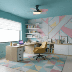 Hem & Trädgård > Belysning > Taklampor > Takfläktar med Belysning Färgglad Blomblad Design Takfläkt med Inbyggd LED-Belysning