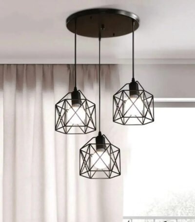 Vintage Taklampa i Svart Metall