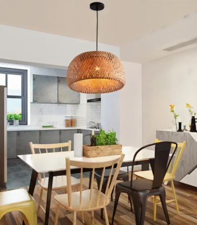 Pendant Light efze Handflätad Bambus Wicker Hänglampa